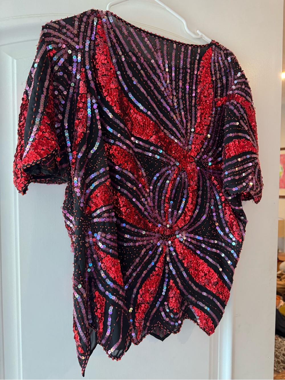 Vintage Sequin Embellished Red & purple Women’s Top